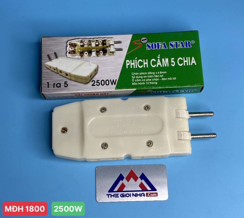 Phích cắm 1 chia 5 2200w sopoka q5