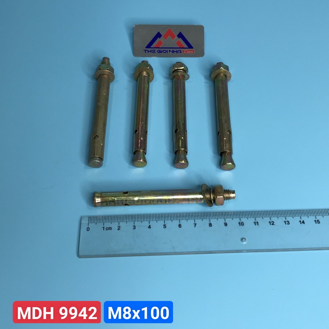 Tắc kê nở sắt xi vàng M8, KT 8x100mm