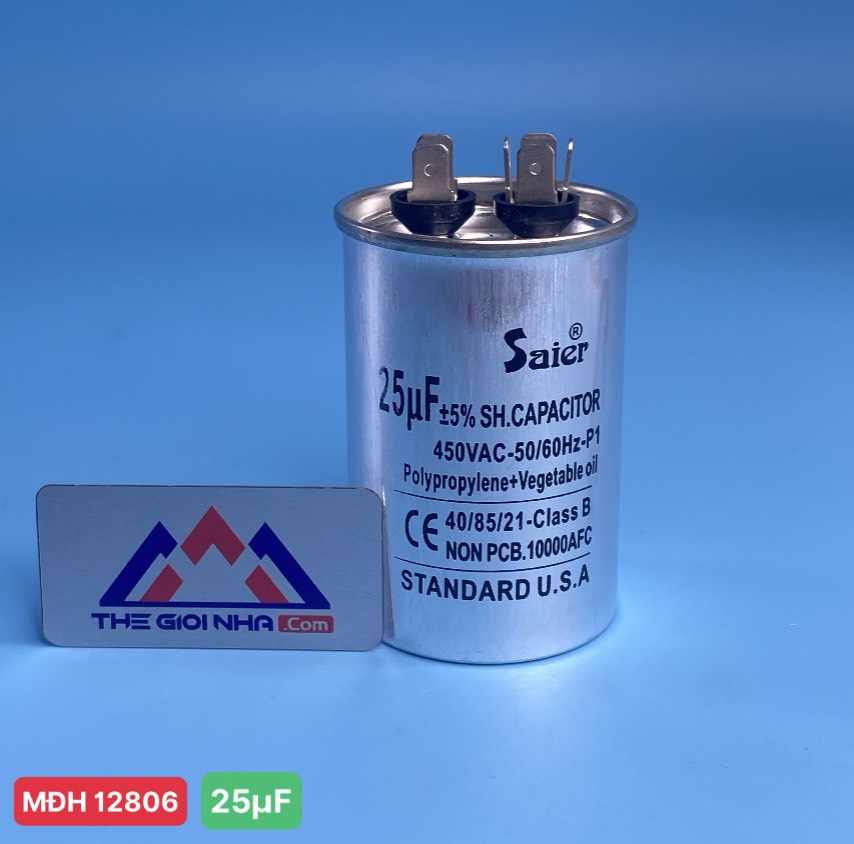 Tụ nhôm Saier CBB65 25µF dành Cho Máy Lạnh