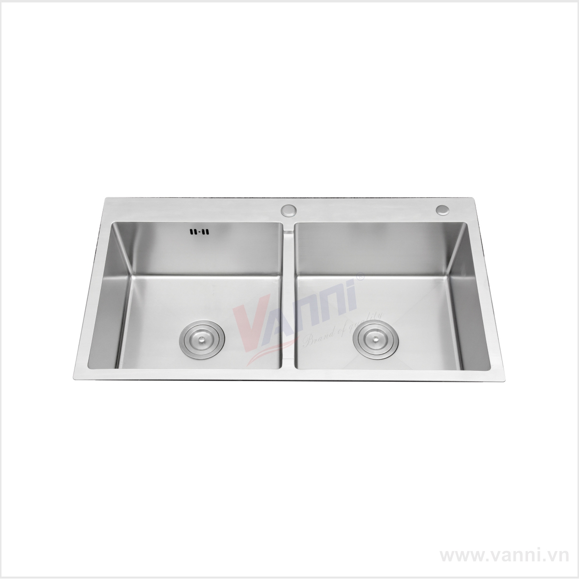 Chậu rửa chén 2 hố Inox 304 đúc Vanni VN-8245V, KT 820x450x230mm