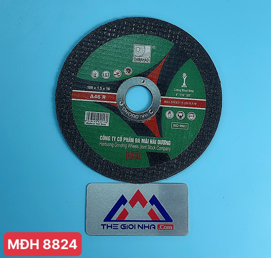 Đá cắt kim loại 180, thương hiệu DAMAHAD Hải Dương, màu đen, kích thước 180x2x22mm, đóng gói 50 viên/hộp