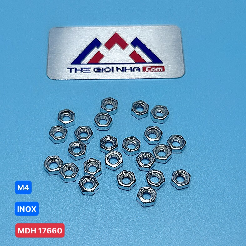 Đai Ốc, Con Tán đầu lục giác M4, chất liệu Inox 304