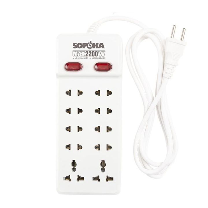 Ổ cắm 10 cửa chịu nhiệt Sopoka 10Y4, dây dài 4m