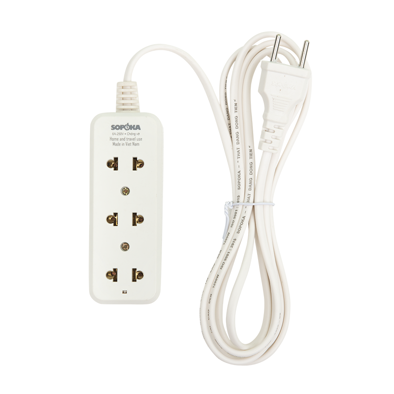 Ổ cắm lõi sứ chống cháy Sopoka 3B5, dây 4.5m