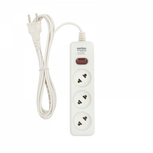 Ổ cắm lõi sứ chống cháy Sopoka 3L1-3, dây 2.5m