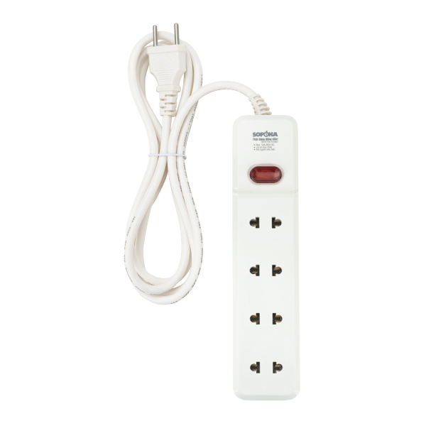 Ổ cắm lõi sứ chống cháy Sopoka 4H2-3, dây 2.5m