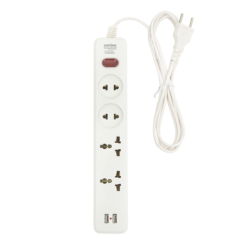 Ổ cắm lõi sứ chống cháy Sopoka 4U1-5, dây 4.5m