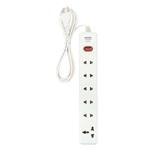 Ổ cắm lõi sứ chống cháy Sopoka 6M1-3, dây 2.5m