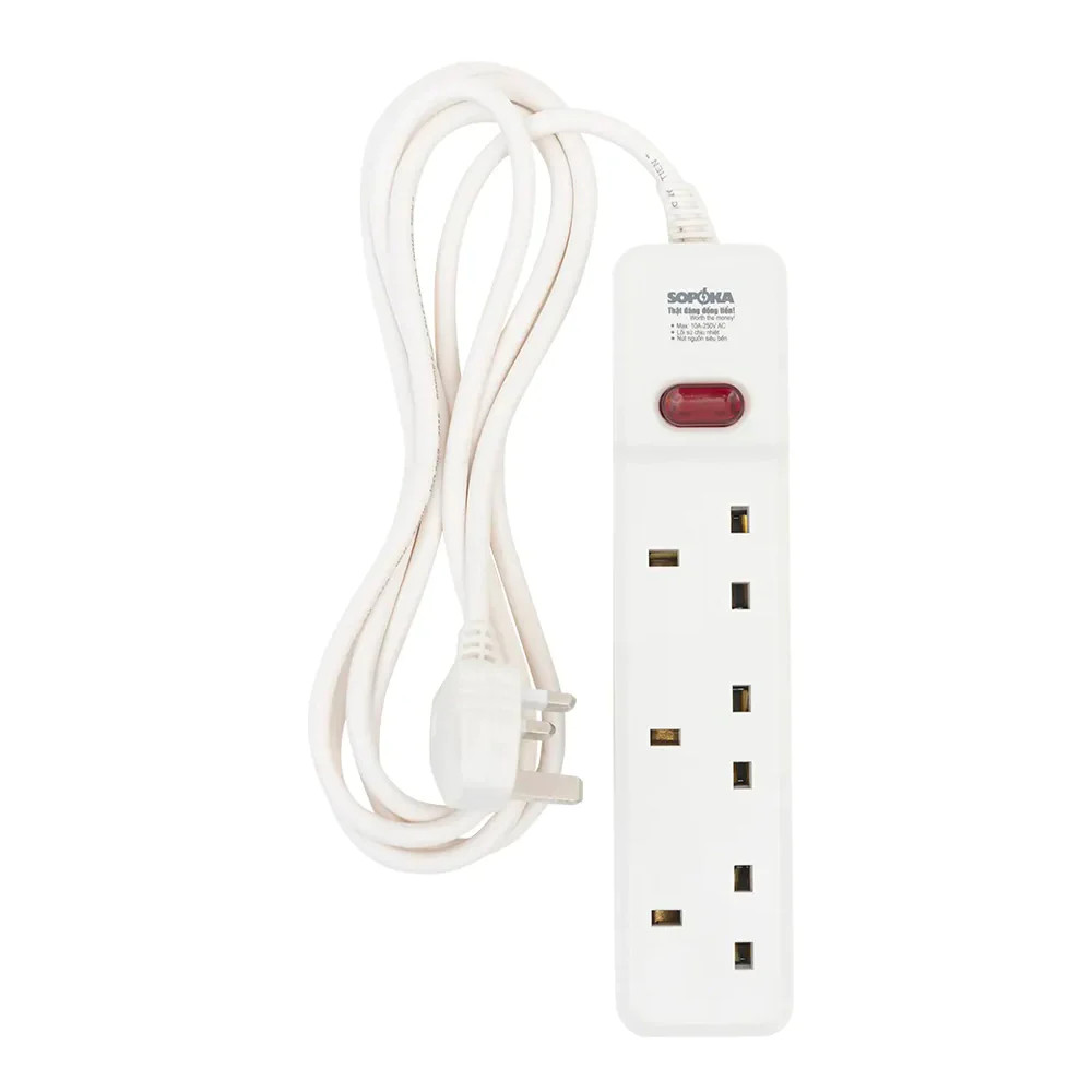 Ổ cắm tiêu chuẩn Anh Quốc Sopoka 3E1-3, dây dài 3m
