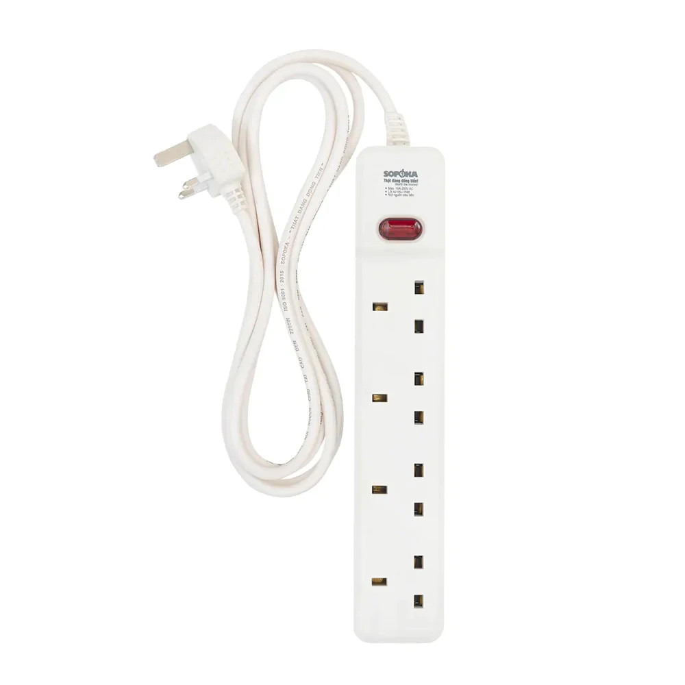 Ổ cắm tiêu chuẩn Anh Quốc Sopoka 4E1-3, dây dài 3m