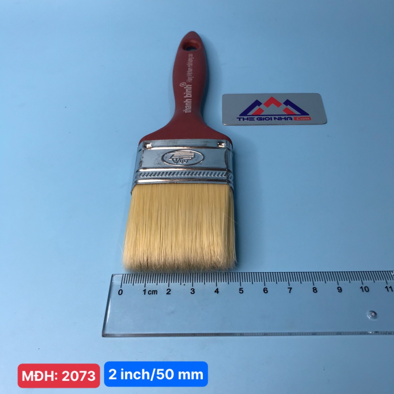 Cọ nhựa cán nâu bọc màng co Thanh Bình 1NNS20, KT 205mmx50mm