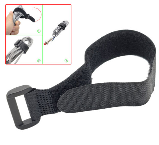Dây dán Velcro khóa nhựa buộc gọn dây điện dây cáp màu đen bản rộng 2cm dài 20cm
