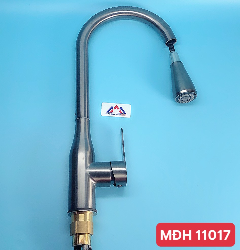 Vòi rửa bát nóng lạnh RÚT, màu ghi MC-1556E Luco
