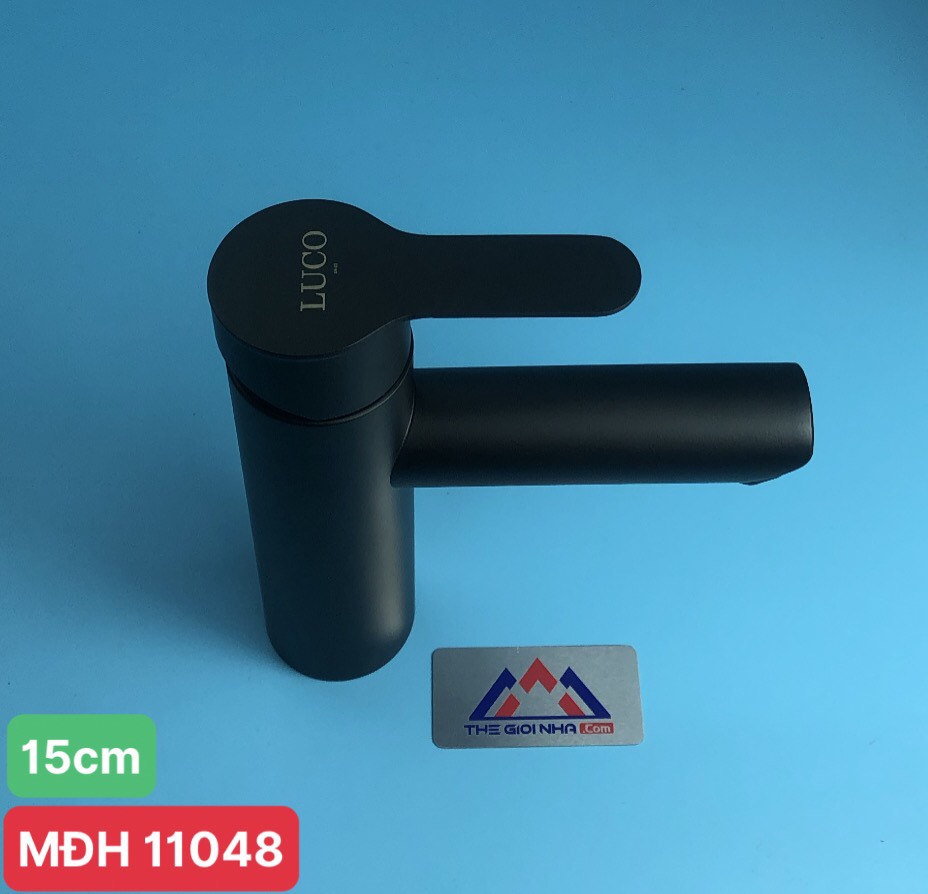 Vòi rửa mặt nóng lạnh tròn ngắn 20cm, màu đen MC-1264 Luco