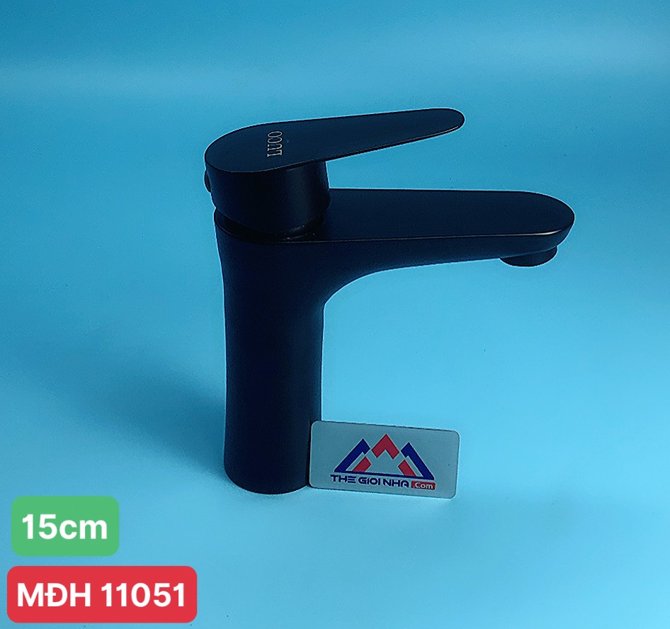 Vòi rửa mặt nóng lạnh tròn ngắn, màu đen MC-1001 Luco