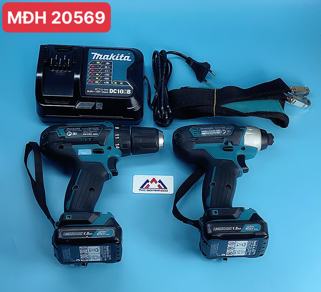 Bộ máy khoan vặn vít dùng pin Makita CLX224S, TD1100D + DF333D 12v max 12V/1.5Ah