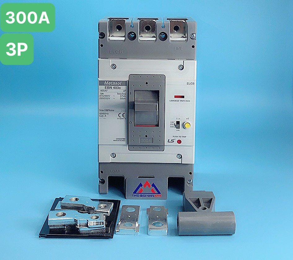 Cb khối chống giật LS EBN403c 300A, 37kA, 3P, (100mA, 200mA, 500mA)
