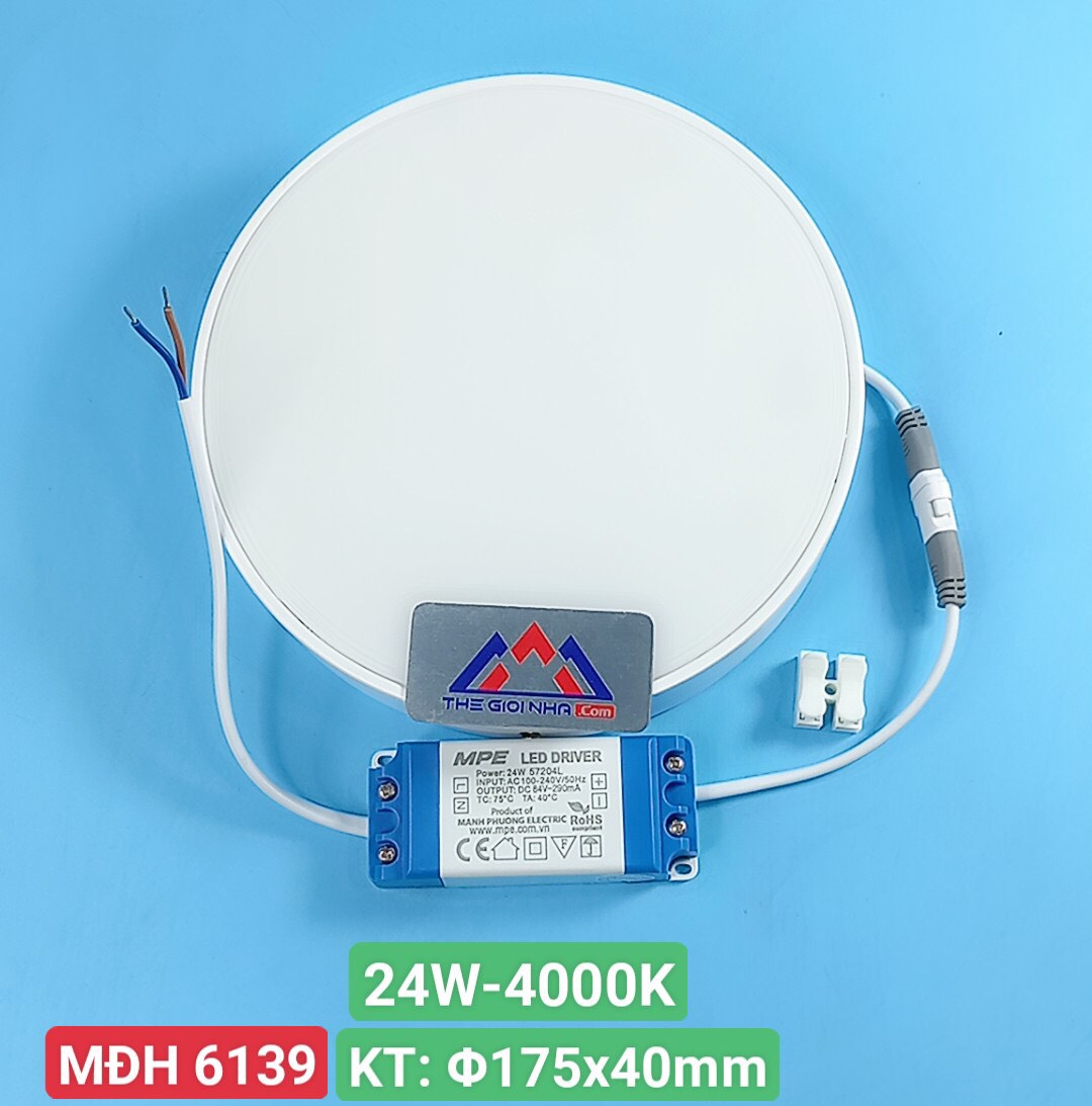 Đèn led downlight ốp trần nổi tràn viền 24W MPE , 175x38mm - SRDL-24N ánh sáng trung tính