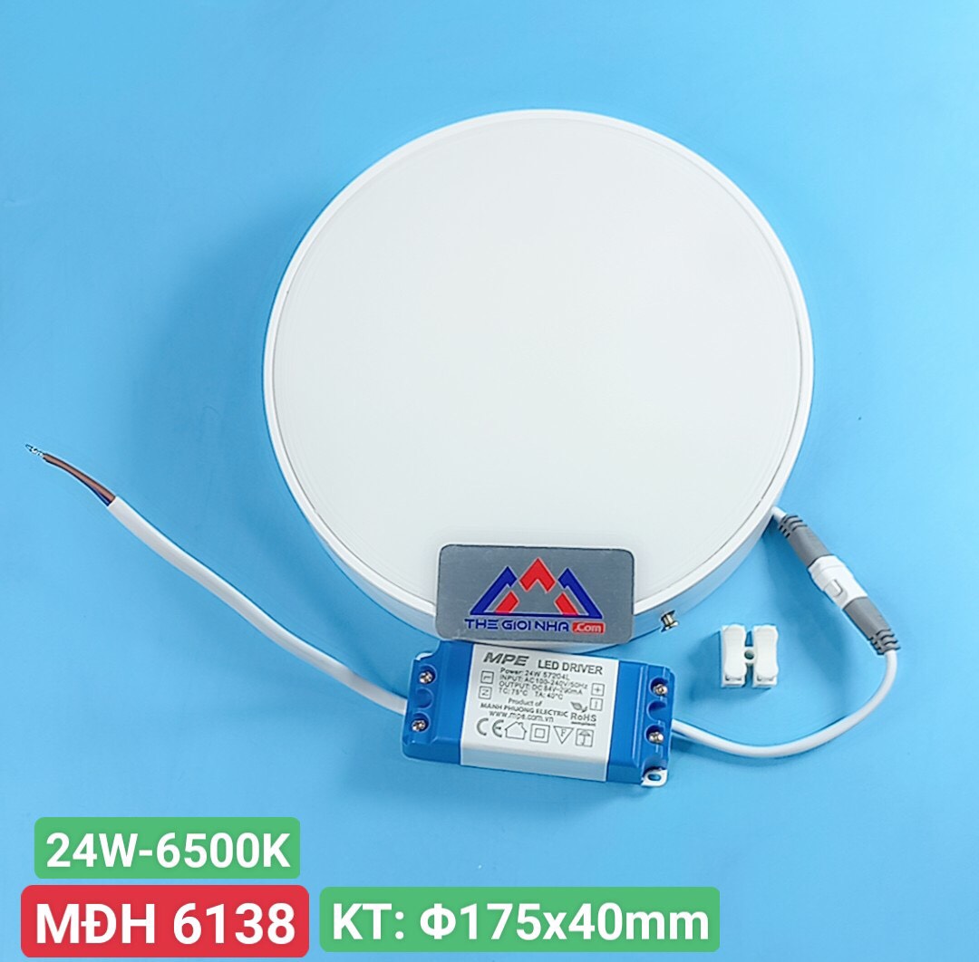 Đèn led downlight ốp trần nổi tràn viền 24W MPE , 175x38mm - SRDL-24T ánh sáng trắng