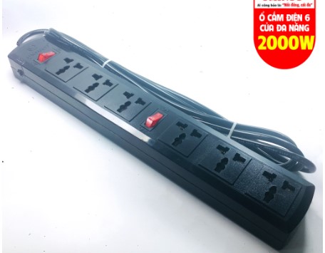 Ổ cắm điện đa năng 6 lỗ OMINSU ổ cắm lõi sứ chịu tải cao đến 2000W có CB reset bảo vệ quá tải