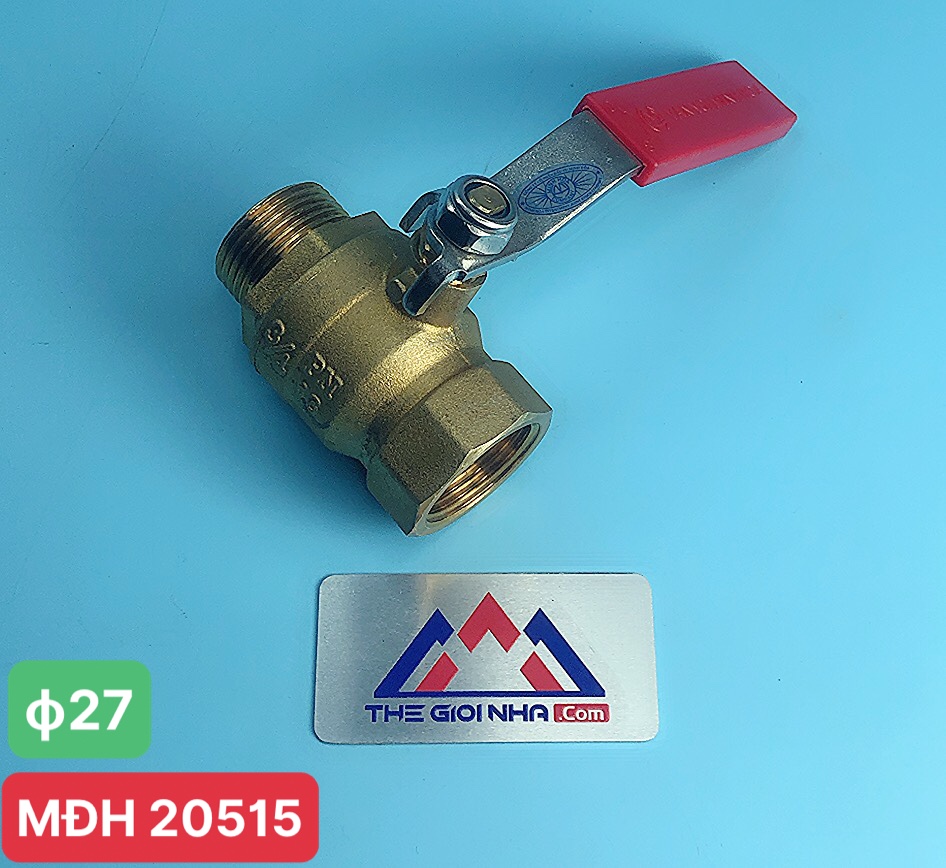 Van bi đồng 1 đầu ren ngoài, 1 đầu ren trong tay gạt DN20 (ϕ27mm) Minh Hòa