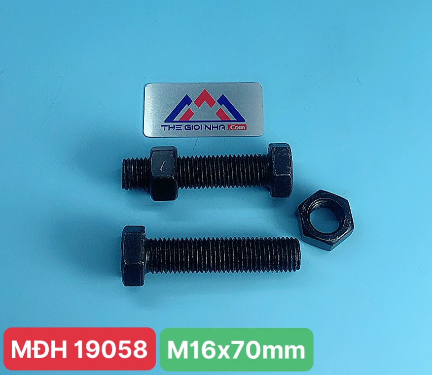 Bulong lục giác ngoài đen 8.8 (gồm: thân, tán) M14x70mm