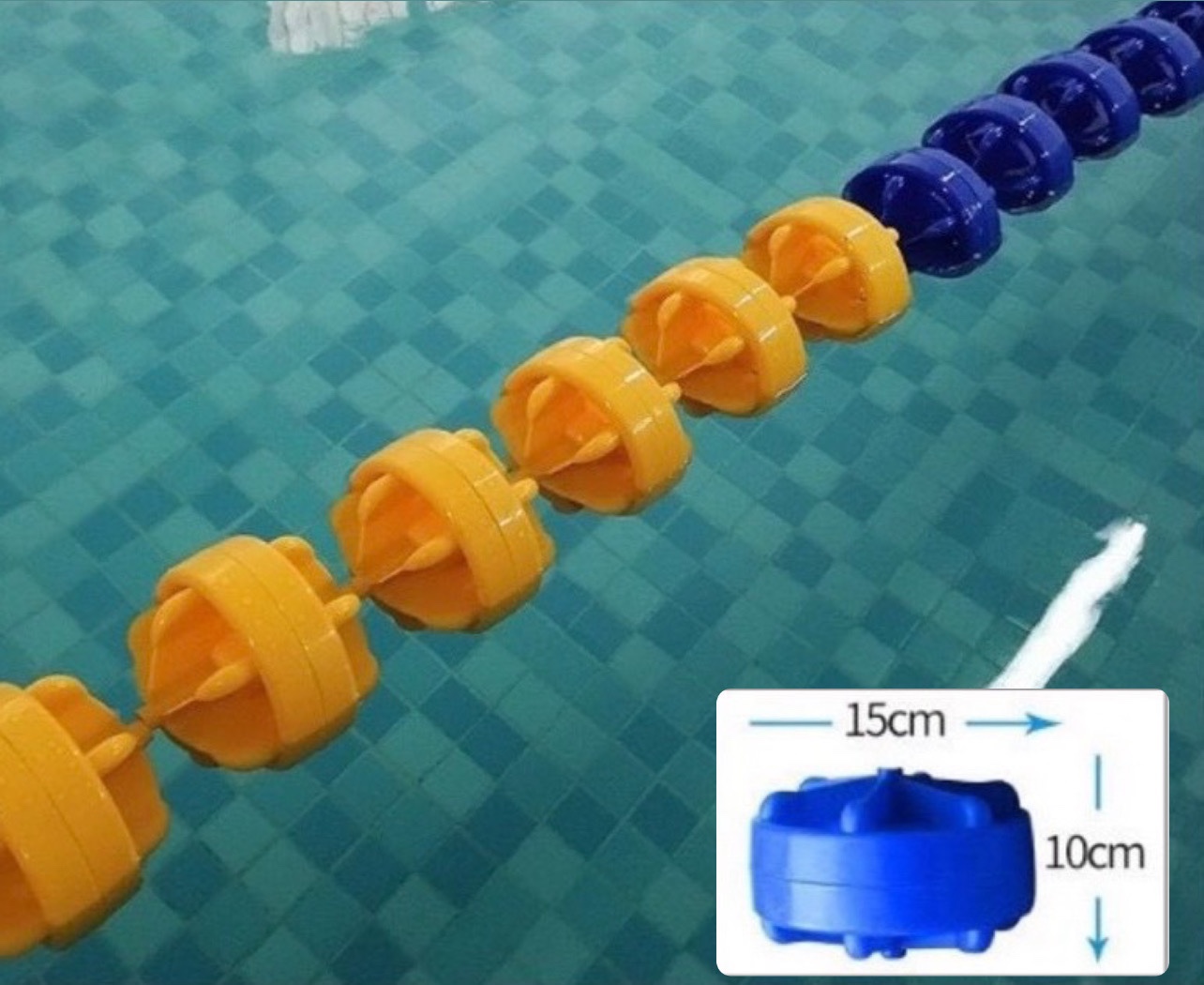 Dây phân làn bể bơi kích thước đốt phao 10x15cm, chiều dài 50m ( kèm 2 móc)