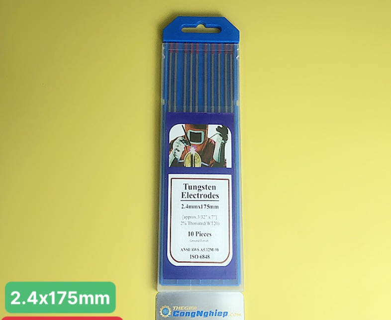Điện cực hàn TIG vonfram màu đỏ 2.4 x 175mm Tungsten