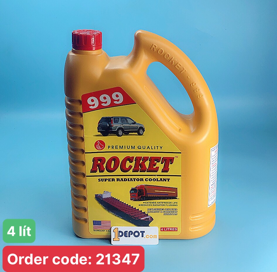 Nước làm mát động cơ Rocket 999 màu đỏ, dung tích 4 lít