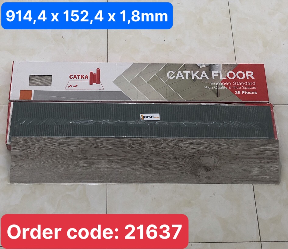 Sàn nhựa có sẵn keo, kích thước 914,4 x 152,4 x 1,8 (mm), 36 tấm/hộp