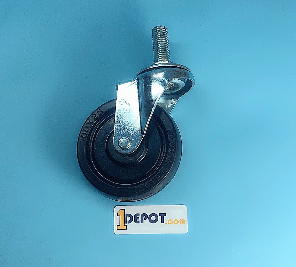 Bánh xe đẩy cao su đặc B100R10 kích thước 100x28mm, cọc vít M16X40, không khóa