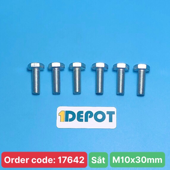 Bu lông đầu lục giác ngoài ren suốt M10, KT 10x30mm chất liệu thép mạ, đóng gói 100g