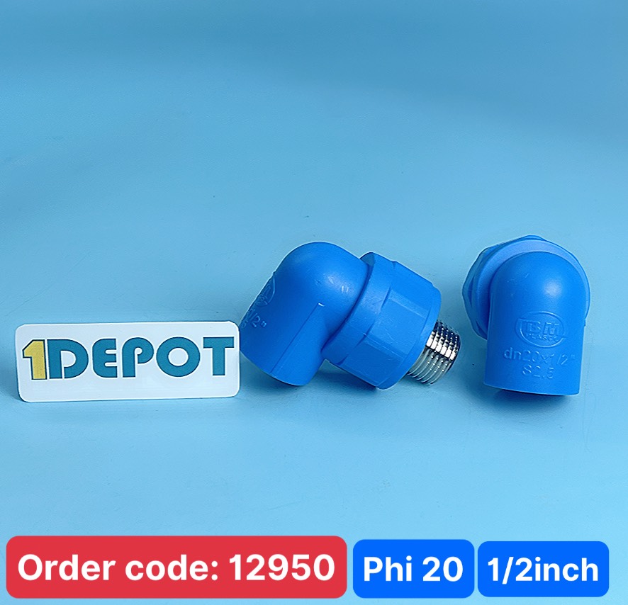Co 90° ren ngoài Φ20 x 1/2 inch PPR Bình Minh