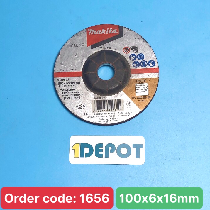 Đá mài inox 100mm Makita A-80852, kích thước 100x6x16mm