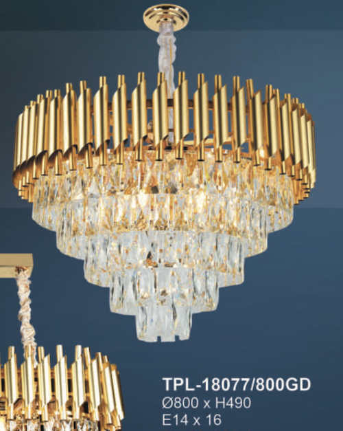 Đèn chùm Andora TPL-18077/800GD Ø800*H490, E14x16, màu vàng