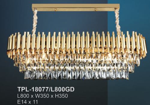 Đèn chùm Andora TPL-18077/L800GD L800*W350*H350, E14x11, màu vàng