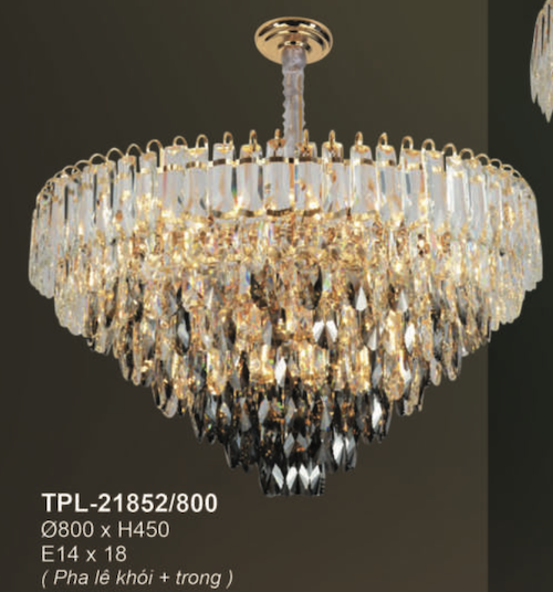 Đèn chùm Andora TPL-21852/800 Ø800*H450, E14x18, pha lê khói + trong
