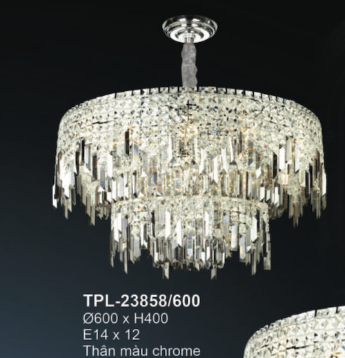 Đèn chùm Andora TPL-23858/600 Ø600*H400, E14x12, thân màu chrome
