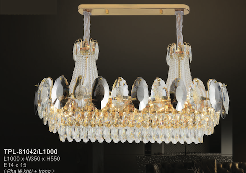 Đèn chùm Andora TPL-81042/L1000 L1000*W350*H550, E14x14, pha lê khói + trong