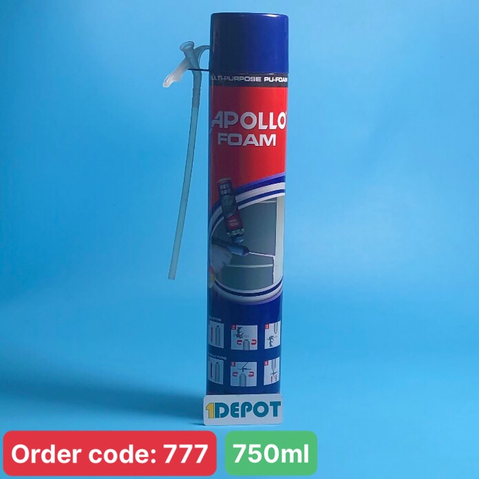 Keo bọt nở foam Apollo 750ml dùng vòi, 1 thùng/12 chai