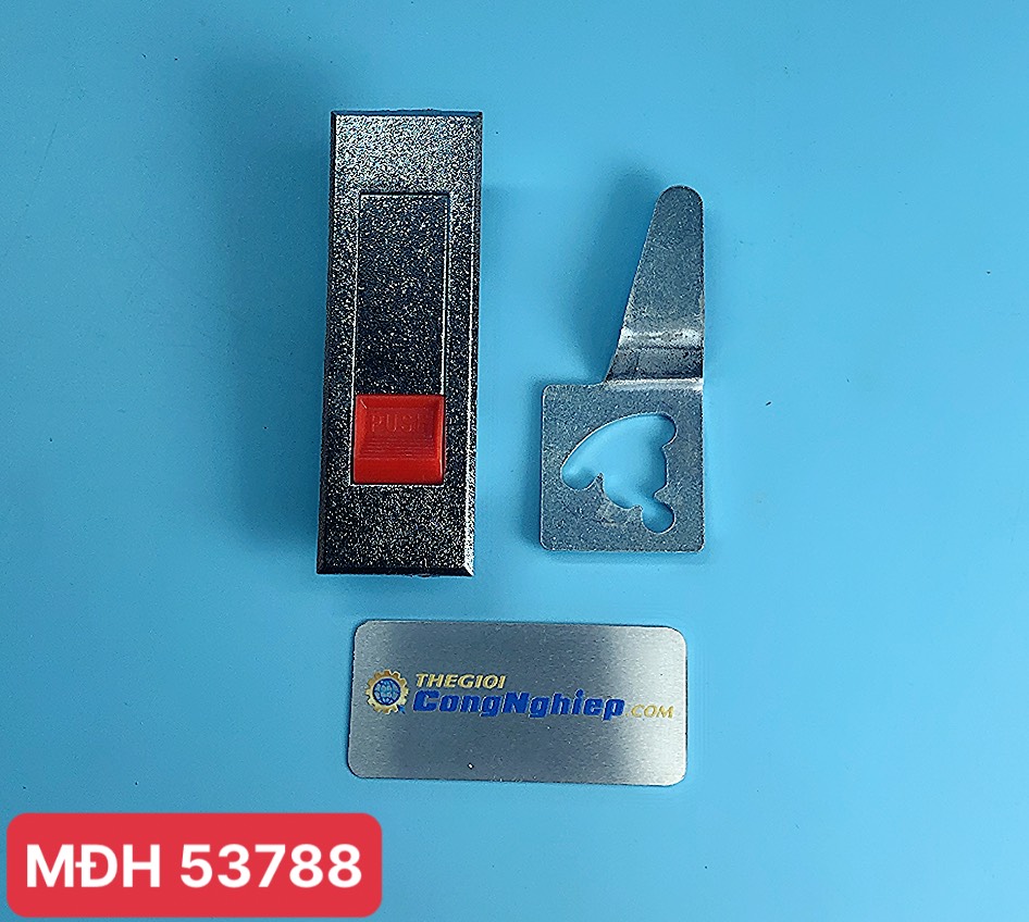 Khóa tủ đựng vòi chữa cháy PCCC hengzhu MS603-3-2R, sử dụng nút bấm màu đỏ không chìa khóa, chất liệu hợp kim kẽm