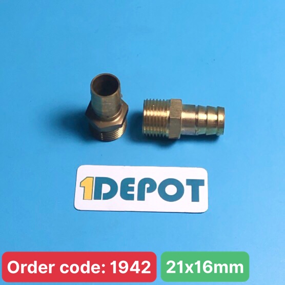 Nối đuôi chuột đầu ren ngoài ø21 đầu nối ống ø16 chất liệu đồng