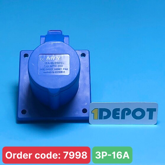 Ổ CẮM LOẠI CỐ ĐỊNH BẮT TRÊN BẢNG ĐIỆN MPN-313 16A, 240V 2P+E-IP44