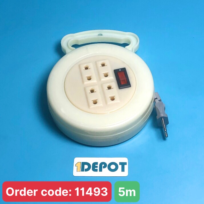 Ổ cắm quay 4 lỗ QCT-5M NHẬT QUANG, có 1 công tắc điều khiển chung, dây dài 5m