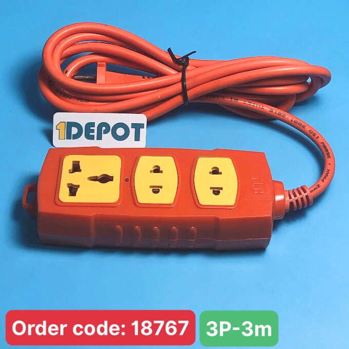 Ổ liền dây siêu tải 3500W 3 lỗ cắm, dây dài 3 mét 2D1, TLC-OSL3-2D1-3500W TLC
