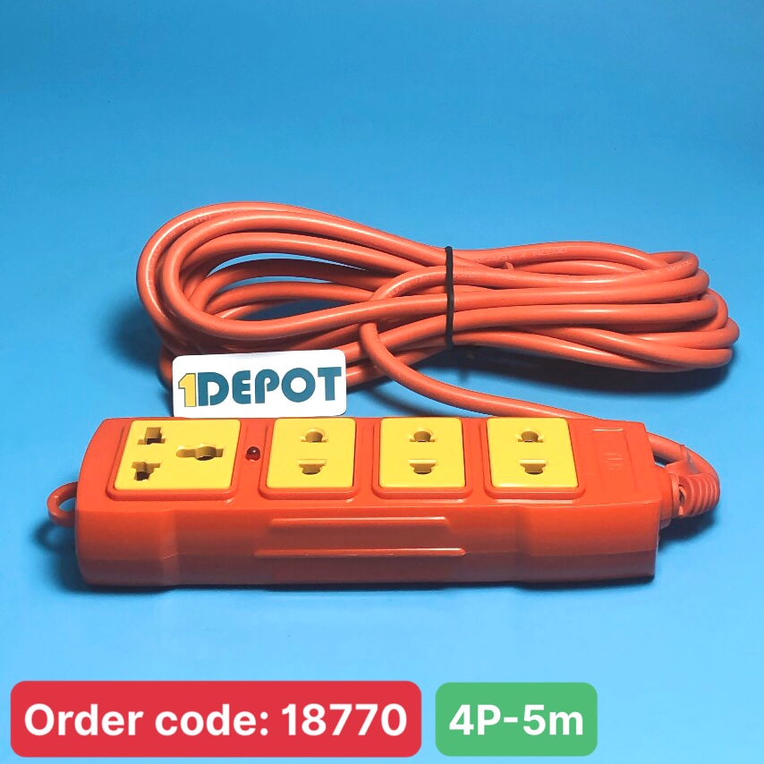 Ổ liền dây siêu tải 3500W 4 lỗ cắm, dây dài 5 mét 3D1, TLC-OSL5-3D1-3500W TLC
