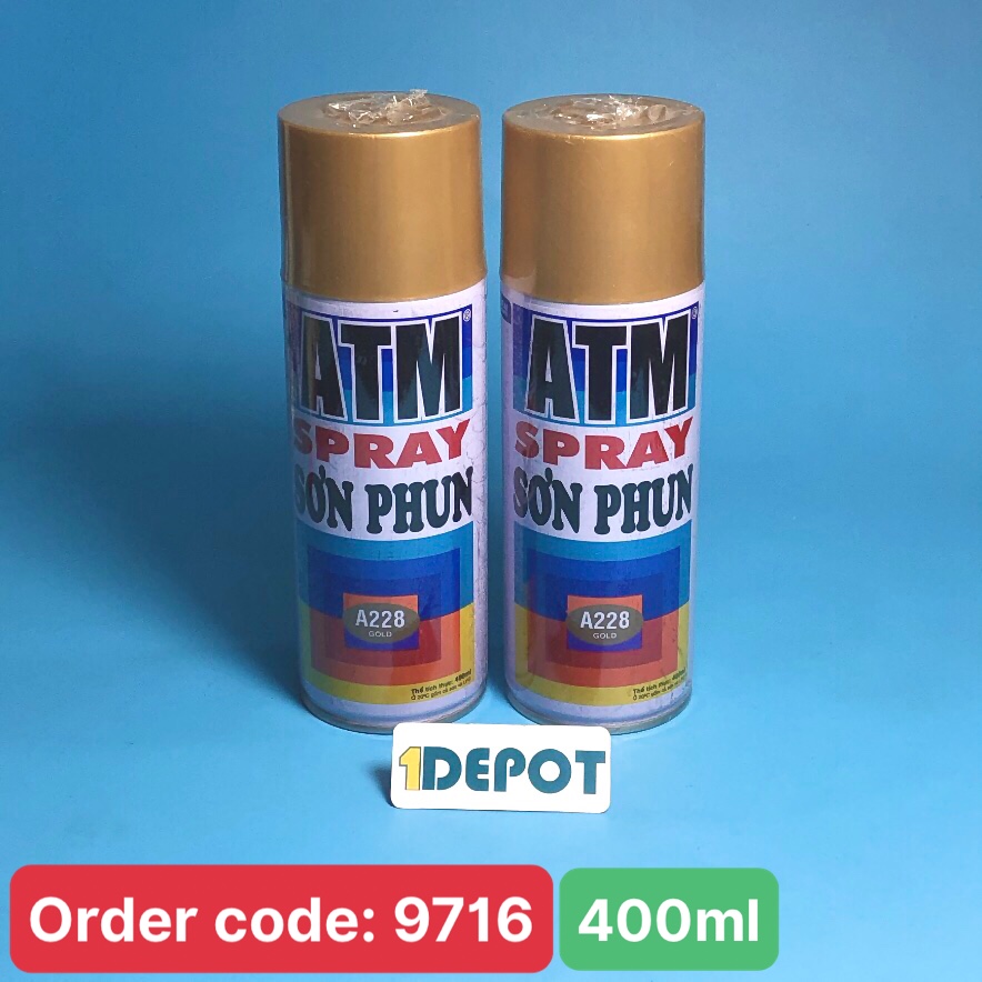 Sơn xe máy ATM A228 màu vàng 400ml (Gold), 12 chai/ 1 thùng