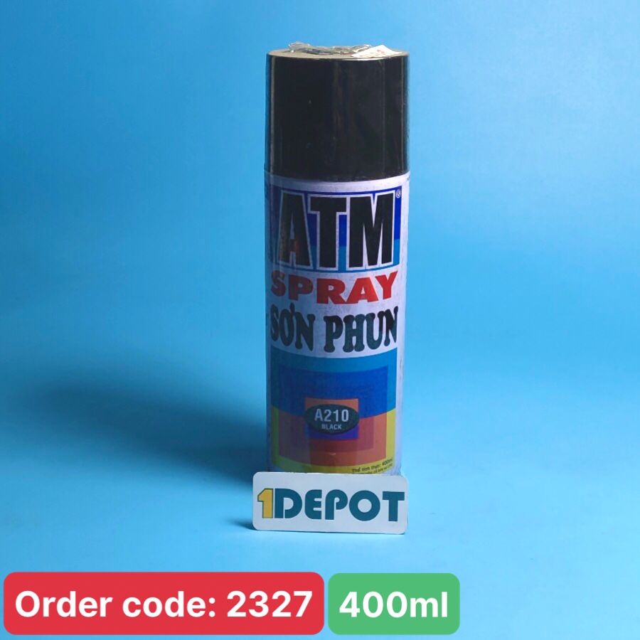 Sơn xịt Atm spray A210 màu đen 400ml (black), 12 chai/ 1 thùng