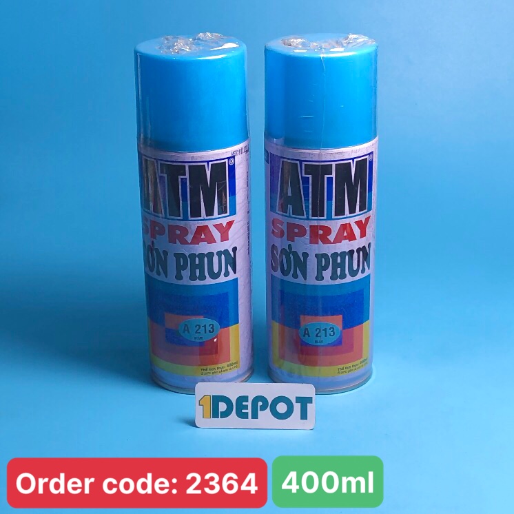 Sơn xịt ATM spray A213 màu xanh nước biển 400ml (blue), 12 chai/ 1 thùng