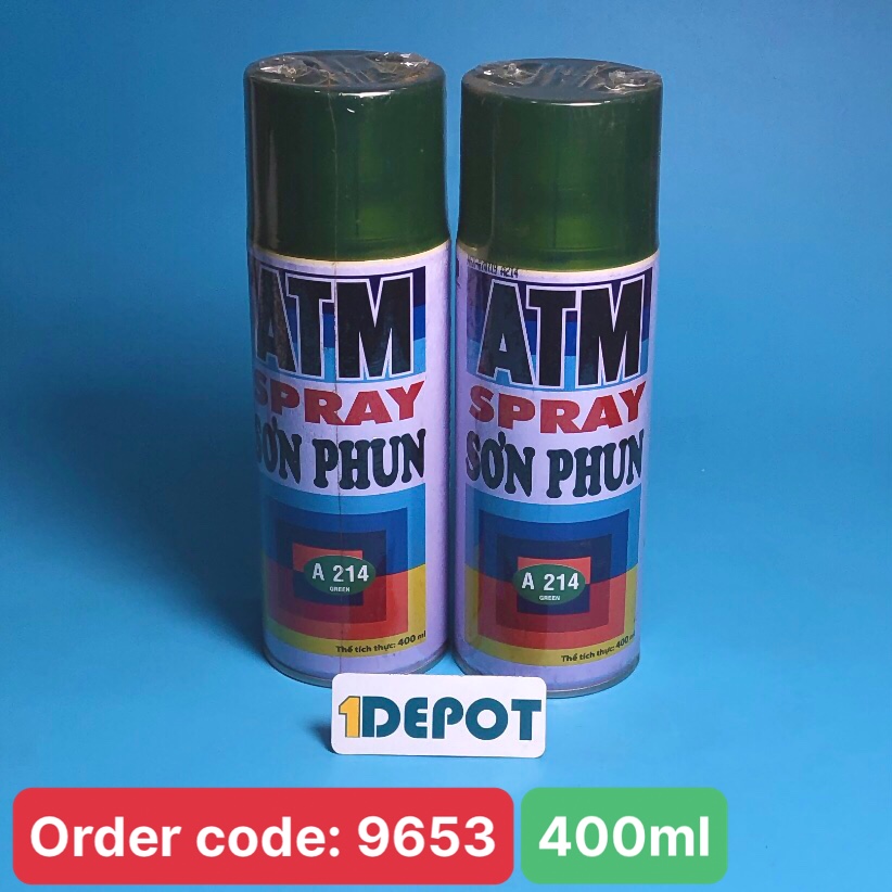 Sơn xịt ATM SPRAY A214 màu xanh lá 400ml (Green), 12chai/ thùng